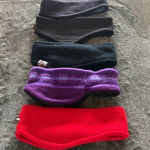 Set of 5 Fleece Headbands in Black, Purple, and Red